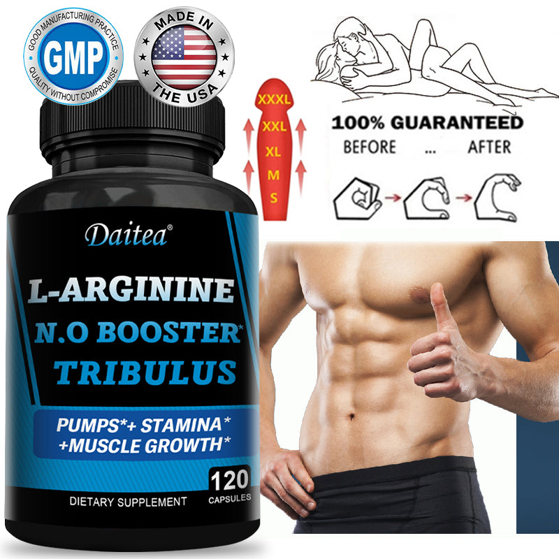 Daitea L-Arginine & Tribulus Performance Support | Energy, Stamina & Workout Pump | 120 Capsules