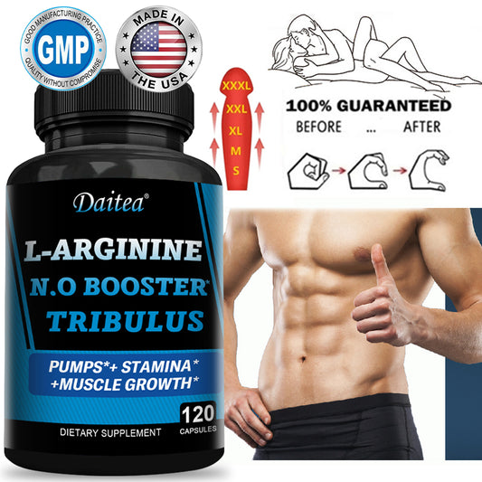 Daitea L-Arginine & Tribulus Performance Support | Energy, Stamina & Workout Pump | 120 Capsules
