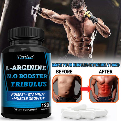 Daitea L-Arginine & Tribulus Performance Support | Energy, Stamina & Workout Pump | 120 Capsules