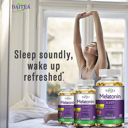 DAITEA Melatonin 10MG Sleep Support Capsules | Advanced Nighttime Formula | 120 Capsules