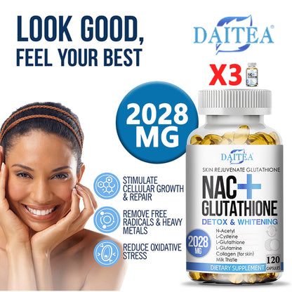 Advanced NAC + Glutathione Complex 2028mg – Detox, Liver Support & Skin Brightening Formula – Premium Antioxidant Blend – 120 Capsules