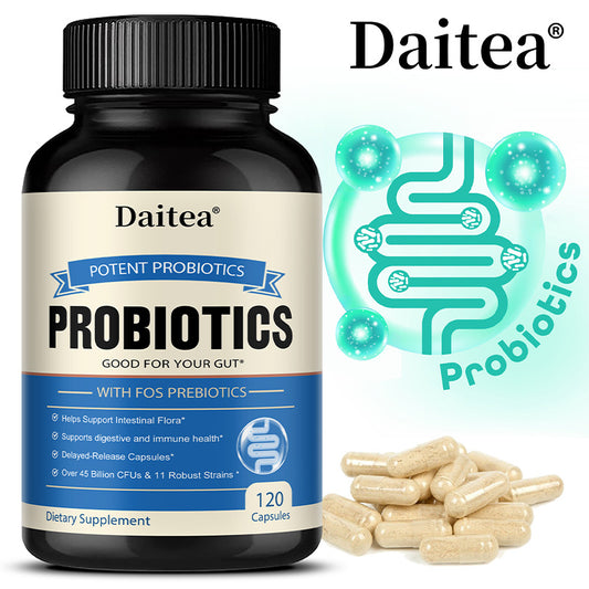 Daitea Potent Probiotics 45 Billion CFU with FOS Prebiotics – 120 Delayed-Release Capsules