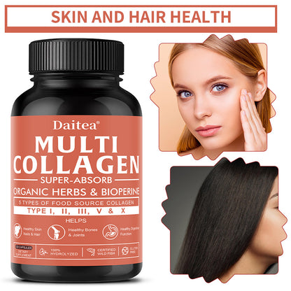 Daitea® Multi Collagen Super-Absorb | Types I, II, III, V & X with Organic Herbs & BioPerine