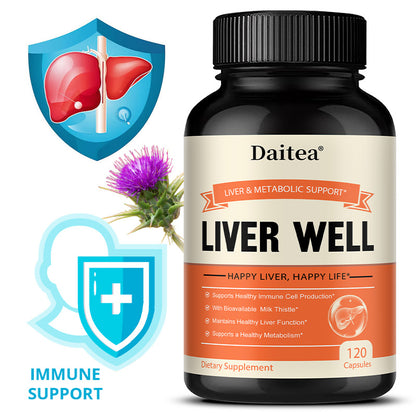 Daitea® Liver Well | Liver & Metabolic Support with Bioavailable Milk And Thistle (120 Capsules)