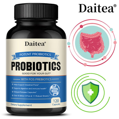 Daitea Potent Probiotics 45 Billion CFU with FOS Prebiotics – 120 Delayed-Release Capsules