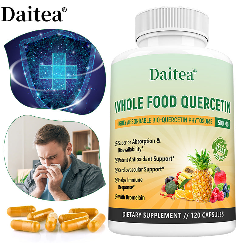 Daitea® Whole Food Quercetin 500mg | Highly Absorbable Bio-Quercetin Phytosome with Bromelain (30 Capsules)