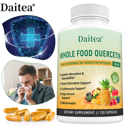 Daitea® Whole Food Quercetin 500mg | Highly Absorbable Bio-Quercetin Phytosome with Bromelain (30 Capsules)