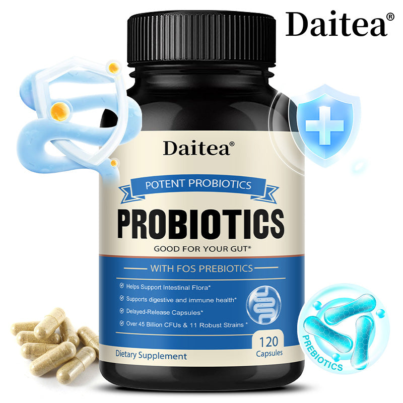 Daitea Potent Probiotics 45 Billion CFU with FOS Prebiotics – 120 Delayed-Release Capsules
